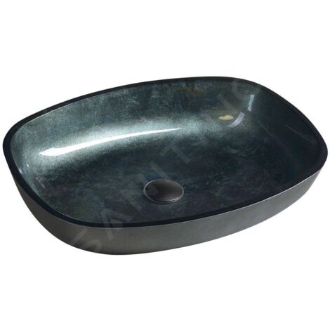 Sapho Beauty - Lavabo à poser, 540x395 mm, sans trop-plein, verre noir TY220