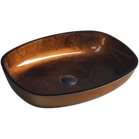 Sapho Beauty - Lavabo à poser, 54x40 cm, sans trop-plein, verre marron TY223
