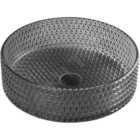 Sapho Beauty - Lavabo à poser, diamètre 395 mm, sans trop-plein, verre noir TY214