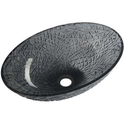 Sapho Beauty - Lavabo da appoggio, 50x36 cm, senza troppopieno, vetro nero TY305SG