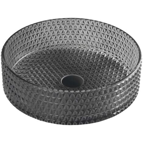 Sapho Beauty - Lavabo da appoggio, diametro 40 cm, senza troppopieno, vetro nero TY214