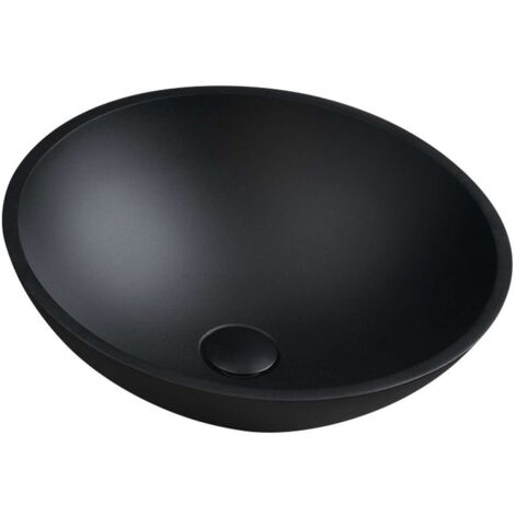 Sapho Beauty - Lavabo da appoggio, diametro 42 cm, senza troppopieno, vetro/nero opaco TY181B