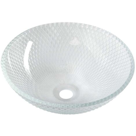 Sapho Beauty - Lavabo da appoggio, diametro 420 mm, senza troppopieno, vetro trasparente TY165