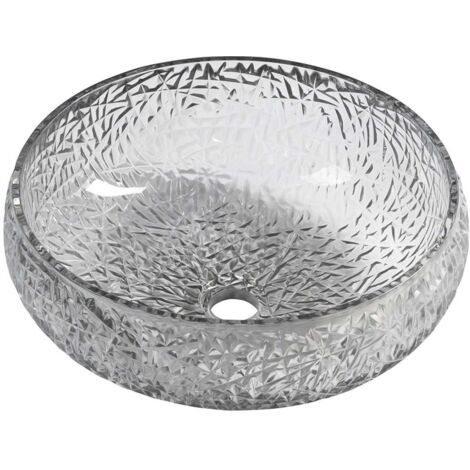 Sapho Beauty - Lavabo para encimera, diámetro 42 cm, sin rebosadero, negro/cristal TY306