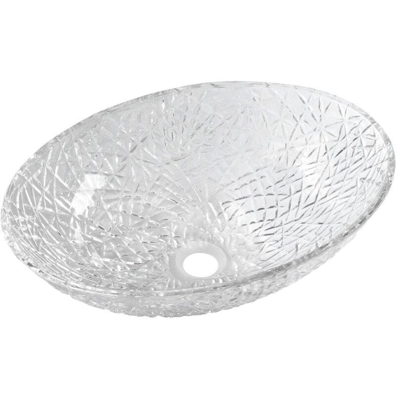 Sapho - Beauty - Lavabo à poser, 500x360 mm, sans trop-plein, verre clair TY305CL