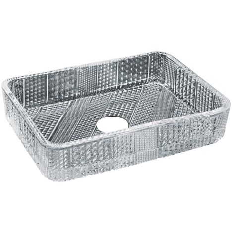 Sapho Beauty - Lavabo pour plan de travail, 445x330 mm, sans trop-plein, verre clair TY227
