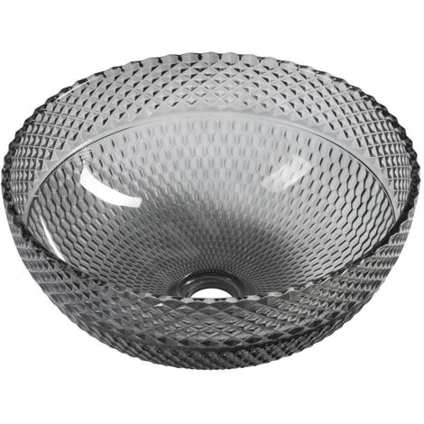 Sapho Beauty - Vasque à poser, diamètre 40 cm, sans trop-plein, noir/verre TY310