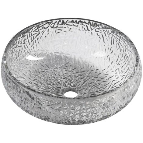 Sapho Beauty - Vasque à poser, diamètre 42 cm, sans trop-plein, noir/verre TY306