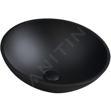 Sapho Beauty - Vasque à poser, diamètre 420 mm, sans trop-plein, verre/noir mat TY181B