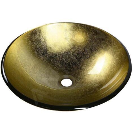 Sapho Beauty - Vasque à poser, diamètre 420 mm, verre/or 2501-22