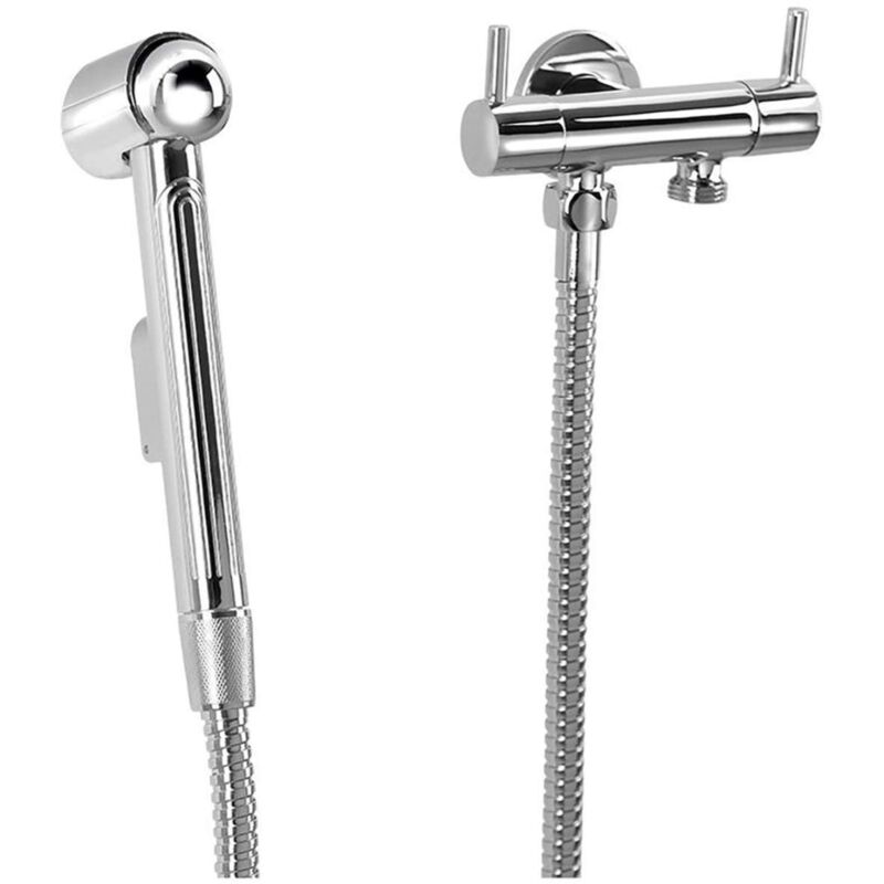 Sapho - Bidet - Douchette de bidet avec robinet double pour raccord d'eau réservoir, chrome 1209-04