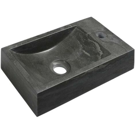 Sapho Blok - Lavabo 40x22 cm, orificio para grifo a la derecha, sin rebosadero, antracita 2401-28