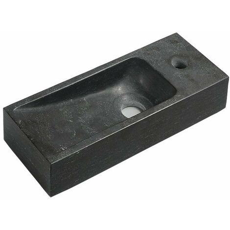 Sapho Blok - Lavamani 38x14 cm, senza troppopieno, con foro per miscelatore, antracite 2401-31