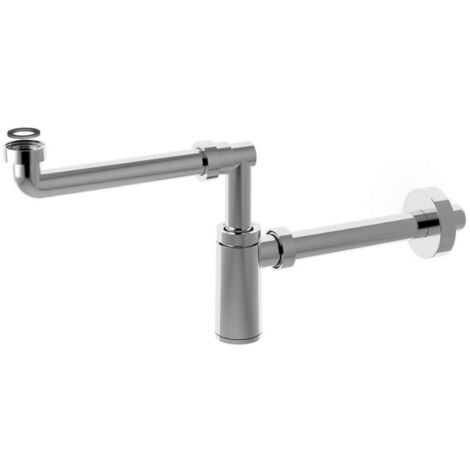 Sapho Bonomini King - Sifón de lavabo que ahorra espacio, 1 1/4, desagüe: 32 mm, cromo 0595SP25K7