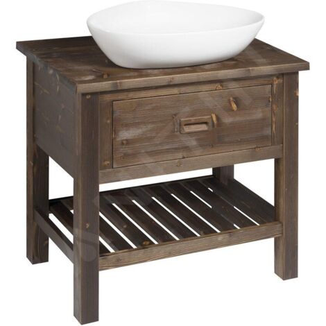 Sapho Brand - Meuble lavabo 73x80x50 cm, 1 tiroir, épicéa teinté BA083S