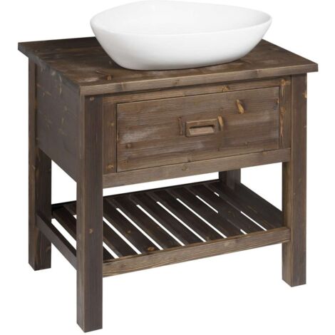Sapho Brand - Mobile lavabo 73x80x50 cm, 1 cassetto, abete tinto BA083S