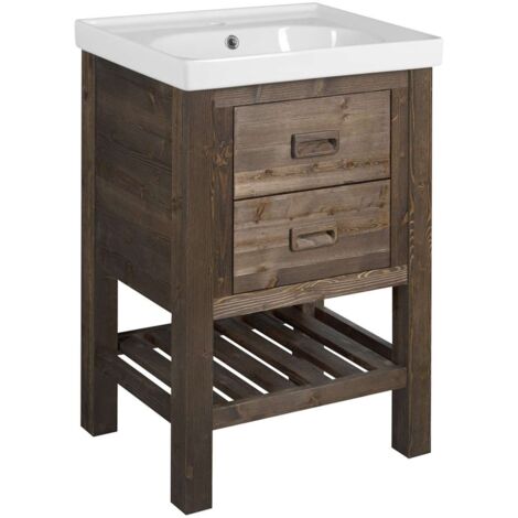 Sapho Brand - Waschtischunterschrank 89x60x45 cm, 2 Schubladen, gebeizte Fichte BA068S