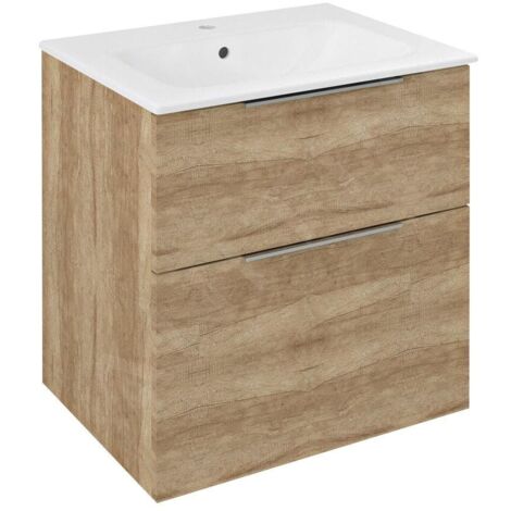 Sapho Cirasa - Meuble-lavabo 59x64x46 cm, 2 tiroirs, chêne Alabama CR601-2222