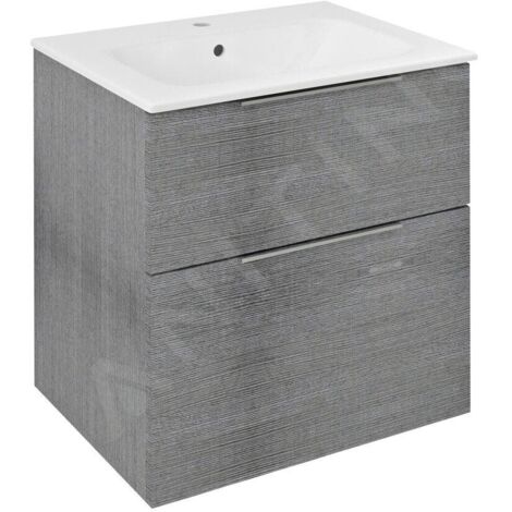 Sapho Cirasa - Meuble-lavabo 59x64x46 cm, 2 tiroirs, chêne argenté CR601-1111