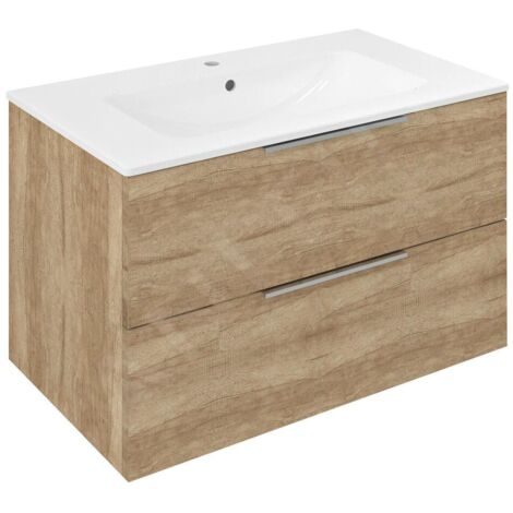 Sapho Cirasa - Meuble-lavabo 80x52x46 cm, 2 tiroirs, chêne Alabama CR801-2222