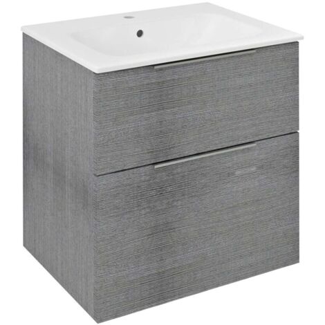 Sapho Cirasa - Mueble para lavabo 59x64x46 cm, 2 cajones, roble Alabama CR601-1111