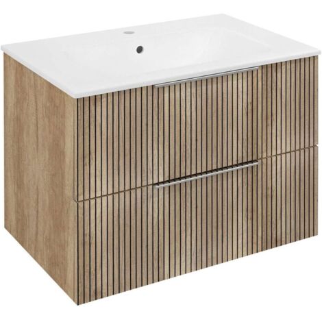 Sapho Cirasa - Mueble para lavabo 70x52x46 cm, 2 cajones, roble Alabama strip CR701-2322