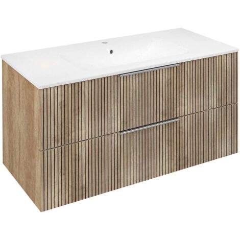 Sapho Cirasa - Waschtischunterschrank 100x52x46 cm, 2 Schubladen, Eiche Alabama Strip CR100-2322