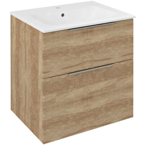 Sapho Cirasa - Waschtischunterschrank 59x64x46 cm, 2 Schubladen, Eiche Alabama CR601-2222