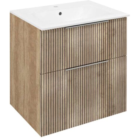 Sapho Cirasa - Waschtischunterschrank 59x64x46 cm, 2 Schubladen, Eiche Alabama Strip CR601-2322