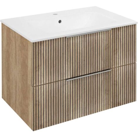 Sapho Cirasa - Waschtischunterschrank 70x52x46 cm, 2 Schubladen, Eiche Alabama Strip CR701-2322