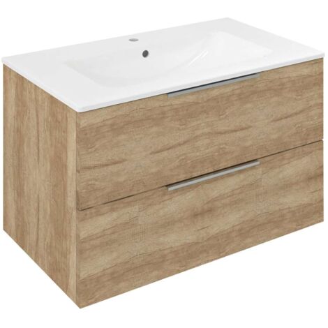 Sapho Cirasa - Waschtischunterschrank 80x52x46 cm, 2 Schubladen, Eiche Alabama CR801-2222