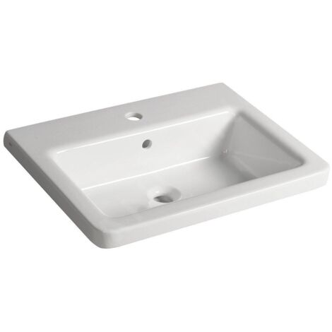 Sapho City - Lavabo 60x18x45 cm, avec trop-plein, trou de robinetterie, blanc KE060
