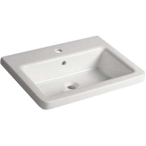 Sapho City - Lavabo 60x18x45 cm, con troppopieno e foro per miscelatore, bianco KE060