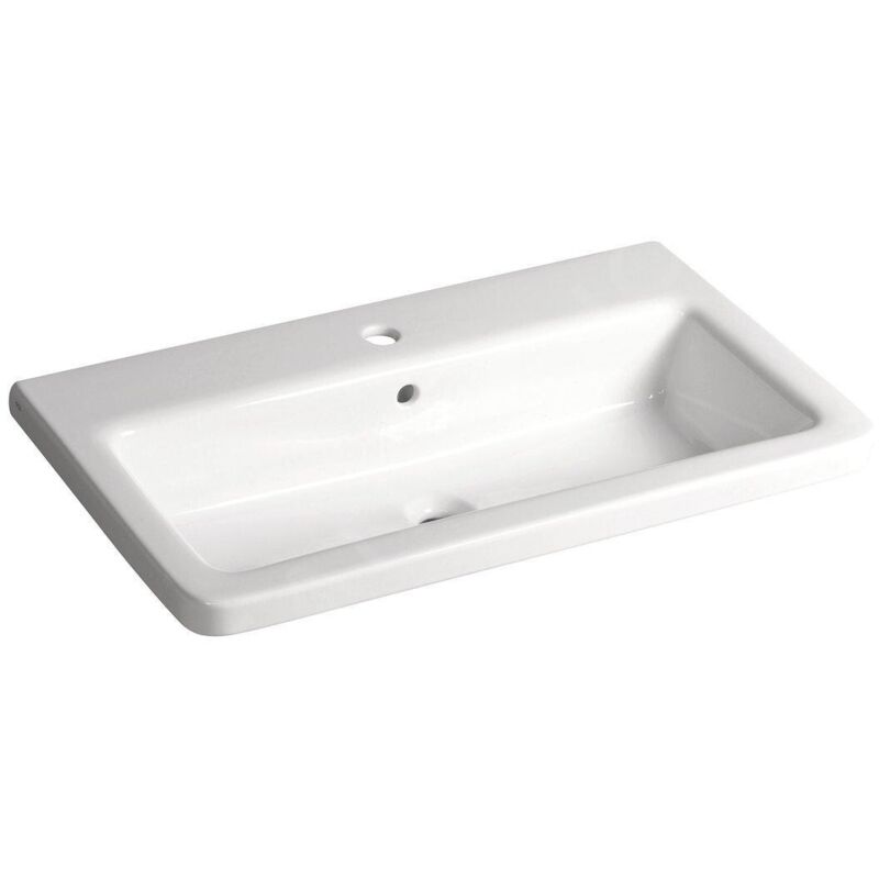Sapho - City - Lavabo 80x45 cm, avec trop-plein, trou pour robinet, blanc KE080