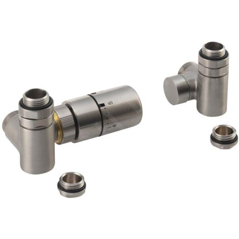 Sapho Corner Combi - Jeu de raccordement thermostatique de robinets, version gauche, inox brossé CP3521S