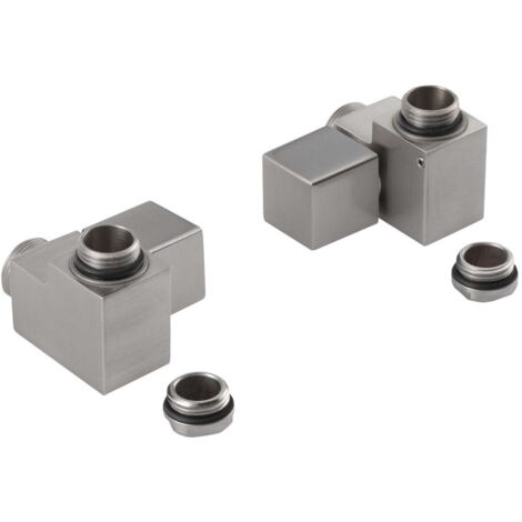 Sapho Cube Combi - Set di valvole di collegamento manuali ad angolo, dx, acciaio inox spazzolato CP562S