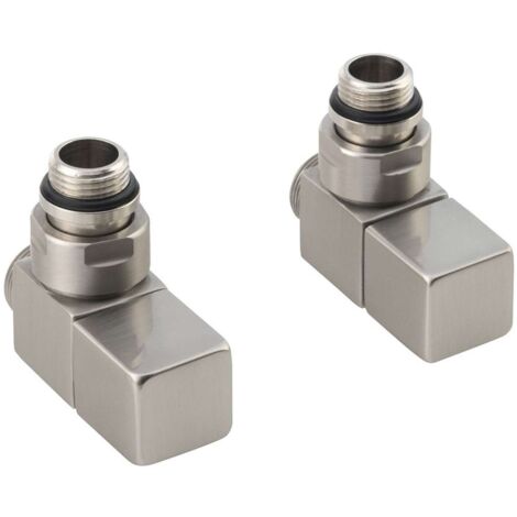 Sapho Cube - Set di valvole collegamento manuali ad angolo, acciaio inox spazzolato CP4510S