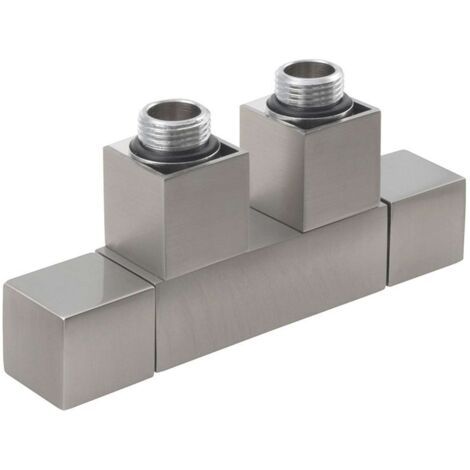 Sapho Cube Twin - Kit de conexión de válvulas para conexión central, paso 50 mm, acero inoxidable cepillado CP582S