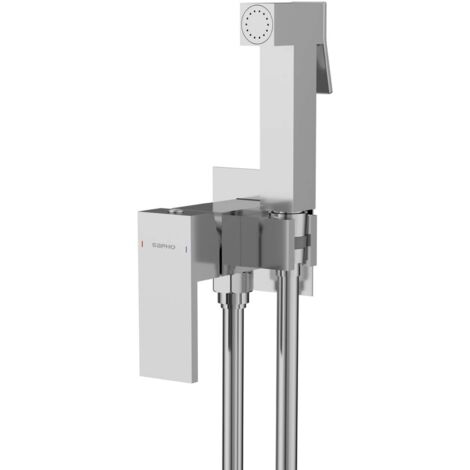 Sapho Cubemix - Grifo de bidé empotrado, con ducha, con cuerpo de montaje, cromo CM040