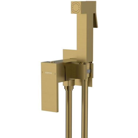 Sapho Cubemix - Grifo de bidé empotrado, con ducha, con cuerpo, oro mate CM040GB