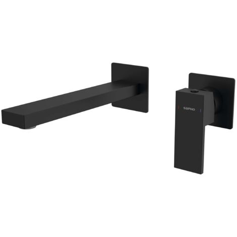 Sapho Cubemix - Miscelatore a incasso per lavabo, montaggio a 2 fori, con corpo incasso, nero opaco CM008B