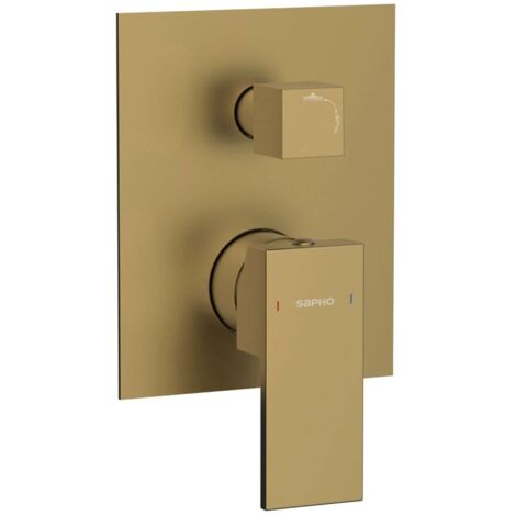 Sapho Cubemix - Unterputzarmatur, für 2 Verbraucher, mit Einbaukörper, Gold matt CM042GB