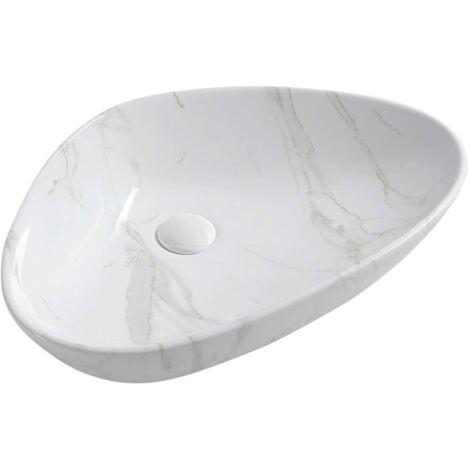 Sapho Dalma - Aufsatzwaschtisch, 59x39 cm, ohne Hahnloch, ohne Überlauf, Carrara MM217