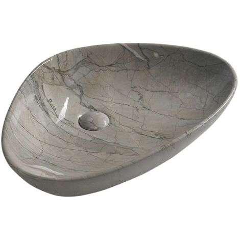 Sapho Dalma - Aufsatzwaschtisch, 59x39 cm, ohne Hahnloch, ohne Überlauf, grigio MM213