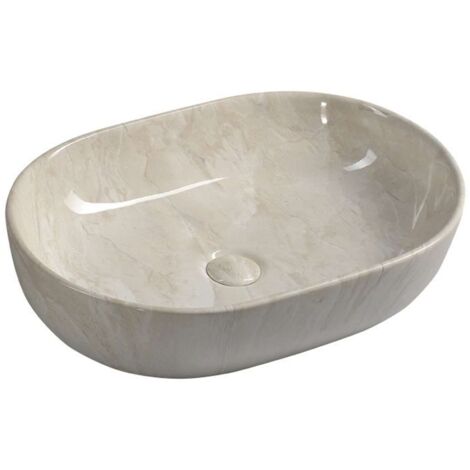 Sapho Dalma - Lavabo da appoggio, 59x42 cm, senza foro per miscelatore, marfil MM427
