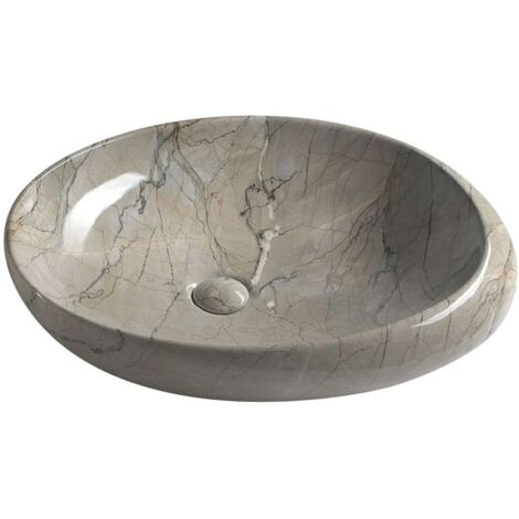 Sapho Dalma - Lavabo sobre encimera 68x44 cm, sin orificio para grifo, sin rebosadero, grigio MM313