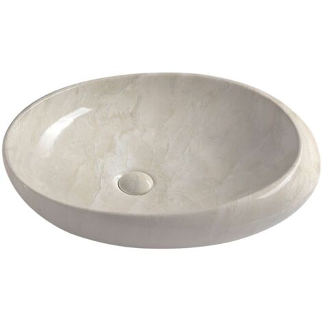 Sapho Dalma - Lavabo sobre encimera 68x44 cm, sin orificio para grifo, sin rebosadero, marfil MM327
