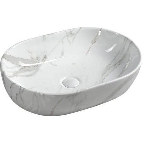 Sapho Dalma - Vasque à poser, 590x420 mm, sans trou pour robinet, carrara MM417