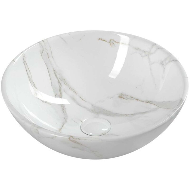 Sapho Dalma - Vasque, diamètre 42 cm, sans trop-plein, sans trou pour robinetterie, carrara MM117