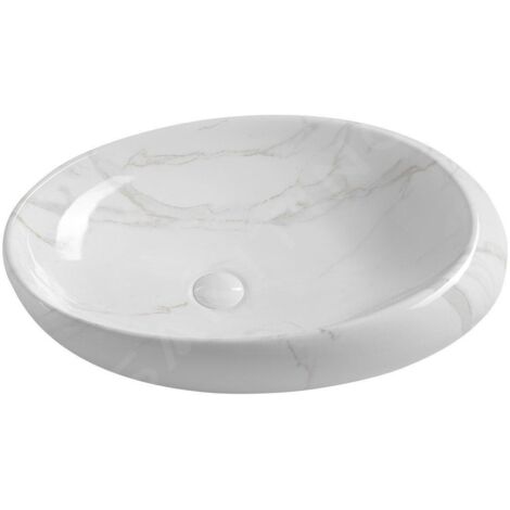 Sapho Dalma - Vasque, diamètre 420 mm, sans trop-plein, sans trou pour robinetterie, carrare MM317